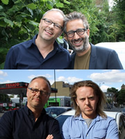 Carpool. Image shows from L to R: Robert Llewellyn, David Baddiel, Tim Minchin. Copyright: RDF Television. Carpool. Image shows from L to R: Robert Llewellyn, David Baddiel, Tim Minchin. Copyright: RDF Television.