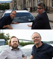 Carpool. Image shows from L to R: Robert Llewellyn, Phill Jupitus, Toby Williams. Copyright: RDF Television. Carpool. Image shows from L to R: Robert Llewellyn, Phill Jupitus, Toby Williams. Copyright: RDF Television.