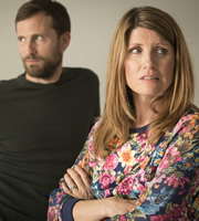 Catastrophe. Image shows from L to R: Fergal (Jonathan Forbes), Sharon (Sharon Horgan). Copyright: Avalon Television. Catastrophe. Image shows from L to R: Fergal (Jonathan Forbes), Sharon (Sharon Horgan). Copyright: Avalon Television.