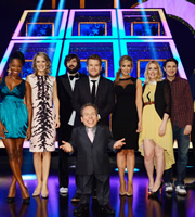 Celebrity Squares. Image shows from L to R: Jamelia, Charlotte Hawkins, Joe Wilkinson, James Corden, Warwick Davis, Catherine Tyldesley, Sara Pascoe, Tom Rosenthal. Copyright: September Films / GroupM Entertainment. Celebrity Squares. Image shows from L to R: Jamelia, Charlotte Hawkins, Joe Wilkinson, James Corden, Warwick Davis, Catherine Tyldesley, Sara Pascoe, Tom Rosenthal. Copyright: September Films / GroupM Entertainment.