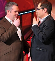 Alan Carr: Chatty Man. Image shows from L to R: Chris Moyles, Alan Carr. Copyright: Open Mike Productions. Alan Carr: Chatty Man. Image shows from L to R: Chris Moyles, Alan Carr. Copyright: Open Mike Productions.