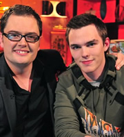 Alan Carr: Chatty Man. Image shows from L to R: Alan Carr, Nicholas Hoult. Copyright: Open Mike Productions. Alan Carr: Chatty Man. Image shows from L to R: Alan Carr, Nicholas Hoult. Copyright: Open Mike Productions.