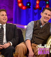 Alan Carr: Chatty Man. Image shows from L to R: Jonah Hill, Channing Tatum. Copyright: Open Mike Productions. Alan Carr: Chatty Man. Image shows from L to R: Jonah Hill, Channing Tatum. Copyright: Open Mike Productions.