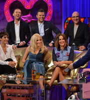 Alan Carr: Chatty Man. Image shows from L to R: Frankie Bridge, Scott Mills, Ella Henderson, Mark Wright, Caroline Flack, Gregg Wallace. Copyright: Open Mike Productions. Alan Carr: Chatty Man. Image shows from L to R: Frankie Bridge, Scott Mills, Ella Henderson, Mark Wright, Caroline Flack, Gregg Wallace. Copyright: Open Mike Productions.