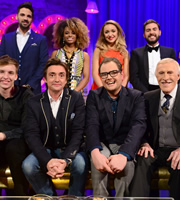 Alan Carr: Chatty Man. Image shows from L to R: George Ezra, Ben Haenow, Richard Hammond, Fleur East, Alan Carr, Lauren Platt, Andrea Faustini, Bruce Forsyth. Copyright: Open Mike Productions. Alan Carr: Chatty Man. Image shows from L to R: George Ezra, Ben Haenow, Richard Hammond, Fleur East, Alan Carr, Lauren Platt, Andrea Faustini, Bruce Forsyth. Copyright: Open Mike Productions.