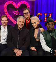 Alan Carr: Chatty Man. Image shows from L to R: Ricky Wilson, Tom Jones, Alan Carr, Rita Ora, William Adams. Copyright: Open Mike Productions. Alan Carr: Chatty Man. Image shows from L to R: Ricky Wilson, Tom Jones, Alan Carr, Rita Ora, William Adams. Copyright: Open Mike Productions.