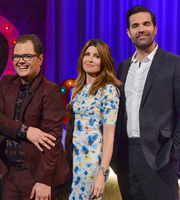 Alan Carr: Chatty Man. Image shows from L to R: Alan Carr, Sharon Horgan, Rob Delaney. Copyright: Open Mike Productions. Alan Carr: Chatty Man. Image shows from L to R: Alan Carr, Sharon Horgan, Rob Delaney. Copyright: Open Mike Productions.