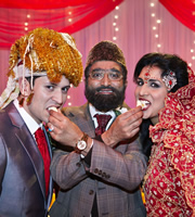 Citizen Khan. Image shows from L to R: Amjad (Abdullah Afzal), Mr Khan (Adil Ray), Shazia (Maya Sondhi). Copyright: BBC. Citizen Khan. Image shows from L to R: Amjad (Abdullah Afzal), Mr Khan (Adil Ray), Shazia (Maya Sondhi). Copyright: BBC.