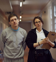 Crims. Image shows from L to R: Luke (Elis James), Dawn (Cariad Lloyd). Copyright: BBC. Crims. Image shows from L to R: Luke (Elis James), Dawn (Cariad Lloyd). Copyright: BBC.