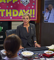 Crims. Governor Riley (Tracy-Ann Oberman). Copyright: BBC. Crims. Governor Riley (Tracy-Ann Oberman). Copyright: BBC.