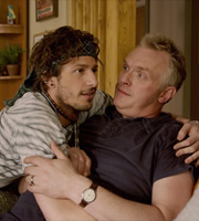 Cuckoo. Image shows from L to R: Cuckoo (Andy Samberg), Ken (Greg Davies). Copyright: Roughcut Television. Cuckoo. Image shows from L to R: Cuckoo (Andy Samberg), Ken (Greg Davies). Copyright: Roughcut Television.