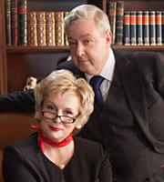 Dead Boss. Image shows from L to R: Governor Margaret (Jennifer Saunders), Sir Humphreys (John Sessions). Copyright: BBC. Dead Boss. Image shows from L to R: Governor Margaret (Jennifer Saunders), Sir Humphreys (John Sessions). Copyright: BBC.