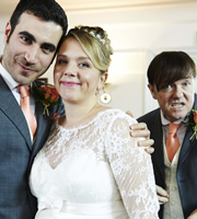 Derek. Image shows from L to R: Tom (Brett Goldstein), Hannah (Kerry Godliman), Derek (Ricky Gervais). Copyright: Derek Productions. Derek. Image shows from L to R: Tom (Brett Goldstein), Hannah (Kerry Godliman), Derek (Ricky Gervais). Copyright: Derek Productions.