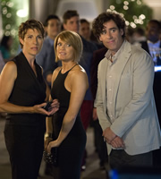 Episodes. Image shows from L to R: Beverly Lincoln (Tamsin Greig), Carol Rance (Kathleen Rose Perkins), Sean Lincoln (Stephen Mangan). Copyright: Hat Trick Productions / BBC. Episodes. Image shows from L to R: Beverly Lincoln (Tamsin Greig), Carol Rance (Kathleen Rose Perkins), Sean Lincoln (Stephen Mangan). Copyright: Hat Trick Productions / BBC.