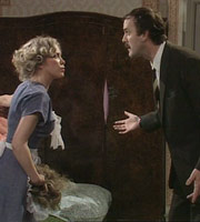 Fawlty Towers. Image shows from L to R: Polly (Connie Booth), Basil Fawlty (John Cleese). Copyright: BBC. Fawlty Towers. Image shows from L to R: Polly (Connie Booth), Basil Fawlty (John Cleese). Copyright: BBC.
