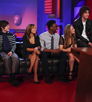 Friday Night With Jonathan Ross. Image shows from L to R: Iwan Rheon, Antonia Thomas, Nathan Stewart-Jarrett, Lauren Socha, Robert Sheehan. Copyright: Hot Sauce. Friday Night With Jonathan Ross. Image shows from L to R: Iwan Rheon, Antonia Thomas, Nathan Stewart-Jarrett, Lauren Socha, Robert Sheehan. Copyright: Hot Sauce.