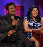 Friday Night With Jonathan Ross. Image shows from L to R: Nitin Ganatra, Nina Wadia. Copyright: Hot Sauce. Friday Night With Jonathan Ross. Image shows from L to R: Nitin Ganatra, Nina Wadia. Copyright: Hot Sauce.
