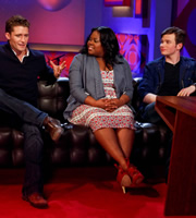 Friday Night With Jonathan Ross. Image shows from L to R: Matthew Morrison, Amber Riley, Chris Colfer. Copyright: Hot Sauce. Friday Night With Jonathan Ross. Image shows from L to R: Matthew Morrison, Amber Riley, Chris Colfer. Copyright: Hot Sauce.