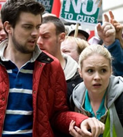 Fresh Meat. Image shows from L to R: JP (Jack Whitehall), Josie (Kimberley Nixon). Copyright: Objective Productions / Lime Pictures. Fresh Meat. Image shows from L to R: JP (Jack Whitehall), Josie (Kimberley Nixon). Copyright: Objective Productions / Lime Pictures.