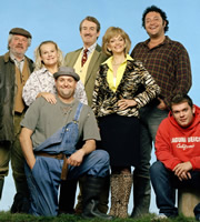 The Green Green Grass. Image shows from L to R: Elgin Sparrowhawk (David Ross), Imelda Cakeworthy (Ella Kenion), Jed (Peter Heppelthwaite), Boycie (John Challis), Marlene Boyce (Sue Holderness), Bryan (Ivan Kaye), Tyler Boyce (Jack Doolan). Copyright: Shazam Productions. The Green Green Grass. Image shows from L to R: Elgin Sparrowhawk (David Ross), Imelda Cakeworthy (Ella Kenion), Jed (Peter Heppelthwaite), Boycie (John Challis), Marlene Boyce (Sue Holderness), Bryan (Ivan Kaye), Tyler Boyce (Jack Doolan). Copyright: Shazam Productions.