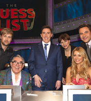 The Guess List. Image shows from L to R: Kian Egan, Ronnie Corbett, Rob Brydon, Kate Silverton, Tess Daly, David Walliams. Copyright: 12 Yard Productions. The Guess List. Image shows from L to R: Kian Egan, Ronnie Corbett, Rob Brydon, Kate Silverton, Tess Daly, David Walliams. Copyright: 12 Yard Productions.