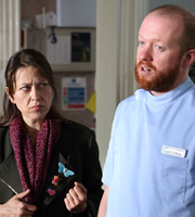 Heading Out. Image shows from L to R: Justine (Nicola Walker), Daniel Maynard (Steve Oram). Copyright: Red Production Company / Square Peg TV. Heading Out. Image shows from L to R: Justine (Nicola Walker), Daniel Maynard (Steve Oram). Copyright: Red Production Company / Square Peg TV.