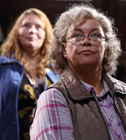 Heading Out. Image shows from L to R: Toria (Joanna Scanlan), Frances (Dawn French). Copyright: Red Production Company / Square Peg TV. Heading Out. Image shows from L to R: Toria (Joanna Scanlan), Frances (Dawn French). Copyright: Red Production Company / Square Peg TV.