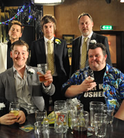 Hebburn. Image shows from L to R: Gervaise (Neil Grainger), Ramsey (Jason Cook), Jack Pearson (Chris Ramsey), Joe Pearson (Vic Reeves), Big Keith (Steffen Peddie). Copyright: Channel X North / Baby Cow Productions. Hebburn. Image shows from L to R: Gervaise (Neil Grainger), Ramsey (Jason Cook), Jack Pearson (Chris Ramsey), Joe Pearson (Vic Reeves), Big Keith (Steffen Peddie). Copyright: Channel X North / Baby Cow Productions.