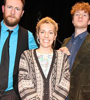 Alex Horne Presents The Horne Section. Image shows from L to R: Alex Horne, Sara Pascoe, James Acaster. Copyright: BBC. Alex Horne Presents The Horne Section. Image shows from L to R: Alex Horne, Sara Pascoe, James Acaster. Copyright: BBC.