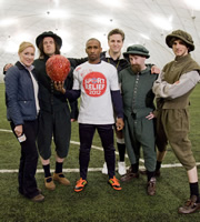 Horrible Histories With Stephen Fry. Image shows from L to R: Martha Howe-Douglas, Laurence Rickard, Jermain Defoe, Ben Willbond, Jim Howick, Mathew Baynton. Copyright: Lion Television / Citrus Television. Horrible Histories With Stephen Fry. Image shows from L to R: Martha Howe-Douglas, Laurence Rickard, Jermain Defoe, Ben Willbond, Jim Howick, Mathew Baynton. Copyright: Lion Television / Citrus Television.