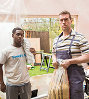 In And Out Of The Kitchen. Image shows from L to R: Steven (Ade Oyefeso), Mr. Mullaney (Brendan Dempsey). Copyright: BBC. In And Out Of The Kitchen. Image shows from L to R: Steven (Ade Oyefeso), Mr. Mullaney (Brendan Dempsey). Copyright: BBC.