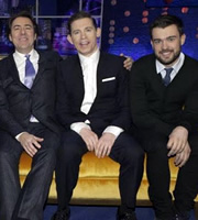 The Jonathan Ross Show. Image shows from L to R: Jonathan Ross, Lee Evans, Jack Whitehall. Copyright: Hot Sauce / ITV Studios. The Jonathan Ross Show. Image shows from L to R: Jonathan Ross, Lee Evans, Jack Whitehall. Copyright: Hot Sauce / ITV Studios.