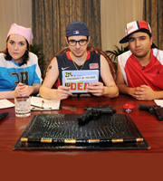 The King Is Dead. Image shows from L to R: Katy Wix, Simon Bird, Nick Mohammed. Copyright: TalkbackThames. The King Is Dead. Image shows from L to R: Katy Wix, Simon Bird, Nick Mohammed. Copyright: TalkbackThames.