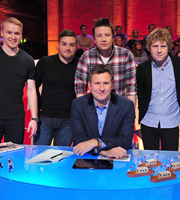 The Last Leg. Image shows from L to R: Jonnie Peacock, Alex Brooker, Jamie Oliver, Adam Hills, Josh Widdicombe. Copyright: Open Mike Productions. The Last Leg. Image shows from L to R: Jonnie Peacock, Alex Brooker, Jamie Oliver, Adam Hills, Josh Widdicombe. Copyright: Open Mike Productions.
