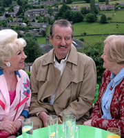 Last Of The Summer Wine. Image shows from L to R: Marina (Jean Fergusson), Jeremy (John Challis), Miss Davenport (Josephine Tewson). Copyright: BBC. Last Of The Summer Wine. Image shows from L to R: Marina (Jean Fergusson), Jeremy (John Challis), Miss Davenport (Josephine Tewson). Copyright: BBC.