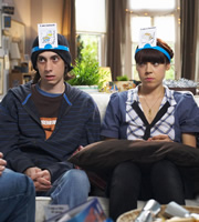Lead Balloon. Image shows from L to R: Ben (Rasmus Hardiker), Sam (Antonia Campbell-Hughes). Copyright: Open Mike Productions. Lead Balloon. Image shows from L to R: Ben (Rasmus Hardiker), Sam (Antonia Campbell-Hughes). Copyright: Open Mike Productions.