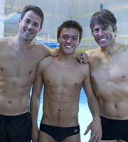 A League Of Their Own. Image shows from L to R: Jamie Redknapp, Tom Daley, John Bishop. Copyright: CPL Productions. A League Of Their Own. Image shows from L to R: Jamie Redknapp, Tom Daley, John Bishop. Copyright: CPL Productions.