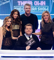 A League Of Their Own. Image shows from L to R: Georgie Ainslie, Stacey Solomon, James Corden, Andrew Flintoff, Gabby Logan. Copyright: CPL Productions. A League Of Their Own. Image shows from L to R: Georgie Ainslie, Stacey Solomon, James Corden, Andrew Flintoff, Gabby Logan. Copyright: CPL Productions.