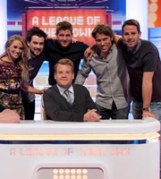 A League Of Their Own. Image shows from L to R: Georgie Ainslie, Jack Whitehall, Steven Gerrard, James Corden, John Bishop, Jamie Redknapp. Copyright: CPL Productions. A League Of Their Own. Image shows from L to R: Georgie Ainslie, Jack Whitehall, Steven Gerrard, James Corden, John Bishop, Jamie Redknapp. Copyright: CPL Productions.