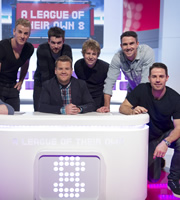 A League Of Their Own. Image shows from L to R: Joe Hart, Jack Whitehall, James Corden, Josh Widdicombe, Kevin Pietersen, Jamie Redknapp. Copyright: CPL Productions. A League Of Their Own. Image shows from L to R: Joe Hart, Jack Whitehall, James Corden, Josh Widdicombe, Kevin Pietersen, Jamie Redknapp. Copyright: CPL Productions.