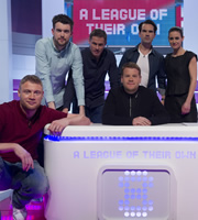 A League Of Their Own. Image shows from L to R: Andrew Flintoff, Jack Whitehall, Jamie Carragher, James Corden, Jimmy Carr, Kirsty Gallacher. Copyright: CPL Productions. A League Of Their Own. Image shows from L to R: Andrew Flintoff, Jack Whitehall, Jamie Carragher, James Corden, Jimmy Carr, Kirsty Gallacher. Copyright: CPL Productions.