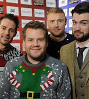 A League Of Their Own. Image shows from L to R: Jamie Redknapp, James Corden, Andrew Flintoff, Jack Whitehall. Copyright: CPL Productions. A League Of Their Own. Image shows from L to R: Jamie Redknapp, James Corden, Andrew Flintoff, Jack Whitehall. Copyright: CPL Productions.