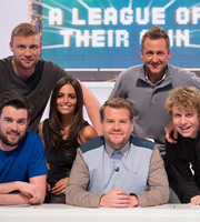 A League Of Their Own. Image shows from L to R: Jack Whitehall, Andrew Flintoff, Unknown, James Corden, Peter Schmeichel, Josh Widdicombe. Copyright: CPL Productions. A League Of Their Own. Image shows from L to R: Jack Whitehall, Andrew Flintoff, Unknown, James Corden, Peter Schmeichel, Josh Widdicombe. Copyright: CPL Productions.