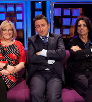 Lee Mack's All Star Cast. Image shows from L to R: Sarah Millican, Lee Mack, Alice Cooper. Copyright: Zeppotron / Arlo Productions. Lee Mack's All Star Cast. Image shows from L to R: Sarah Millican, Lee Mack, Alice Cooper. Copyright: Zeppotron / Arlo Productions.