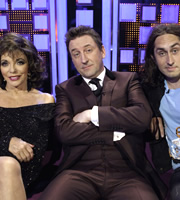 Lee Mack's All Star Cast. Image shows from L to R: Joan Collins, Lee Mack, Ross Noble. Copyright: Zeppotron / Arlo Productions. Lee Mack's All Star Cast. Image shows from L to R: Joan Collins, Lee Mack, Ross Noble. Copyright: Zeppotron / Arlo Productions.