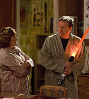 Life Of Riley. Image shows from L to R: Maddy Riley (Caroline Quentin), Jim Riley (Neil Dudgeon). Copyright: Catherine Bailey Productions Limited. Life Of Riley. Image shows from L to R: Maddy Riley (Caroline Quentin), Jim Riley (Neil Dudgeon). Copyright: Catherine Bailey Productions Limited.
