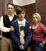 Life Of Riley. Image shows from L to R: Roger Weaver (Richard Lumsden), Adam Weaver (Jordan Clarke), Alison Weaver (Heather Craney). Copyright: Catherine Bailey Productions Limited. Life Of Riley. Image shows from L to R: Roger Weaver (Richard Lumsden), Adam Weaver (Jordan Clarke), Alison Weaver (Heather Craney). Copyright: Catherine Bailey Productions Limited.