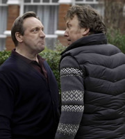 Life Of Riley. Image shows from L to R: Jim Riley (Neil Dudgeon), Roger Weaver (Richard Lumsden). Copyright: Catherine Bailey Productions Limited. Life Of Riley. Image shows from L to R: Jim Riley (Neil Dudgeon), Roger Weaver (Richard Lumsden). Copyright: Catherine Bailey Productions Limited.