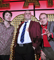 Live At The Apollo. Image shows from L to R: Chris Addison, Al Murray, Tim Vine. Copyright: Open Mike Productions. Live At The Apollo. Image shows from L to R: Chris Addison, Al Murray, Tim Vine. Copyright: Open Mike Productions.
