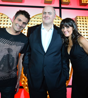 Live At The Apollo. Image shows from L to R: Danny Bhoy, Dara O Briain, Nina Conti. Copyright: Open Mike Productions. Live At The Apollo. Image shows from L to R: Danny Bhoy, Dara O Briain, Nina Conti. Copyright: Open Mike Productions.